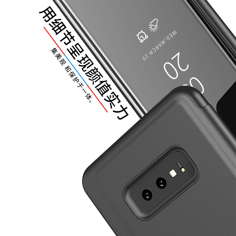 Samsung S25 Ultra Mirror Flip Case Black Premium Leather