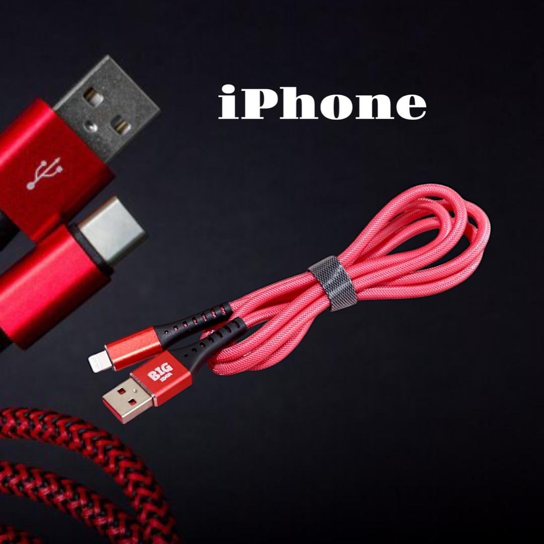 iPhone Fast Charging Cable Red Black Copper Core