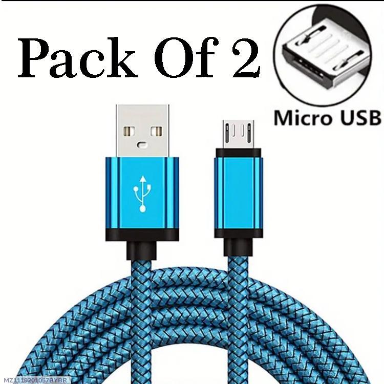 Micro USB Cable Pack of 2 Blue Braided