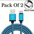 Micro USB Cable Pack of 2 Blue Braided