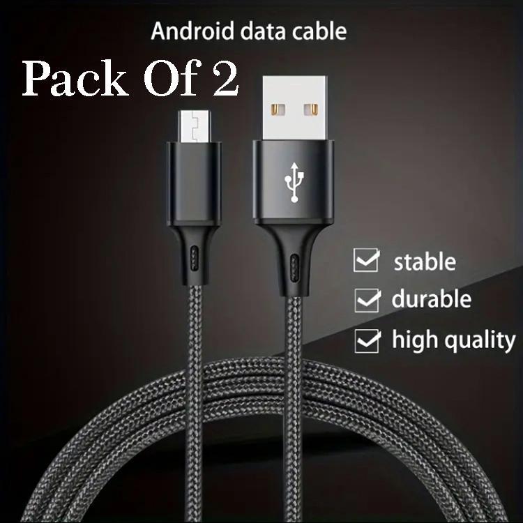 Micro USB Cable Pack of 2 Blue Braided