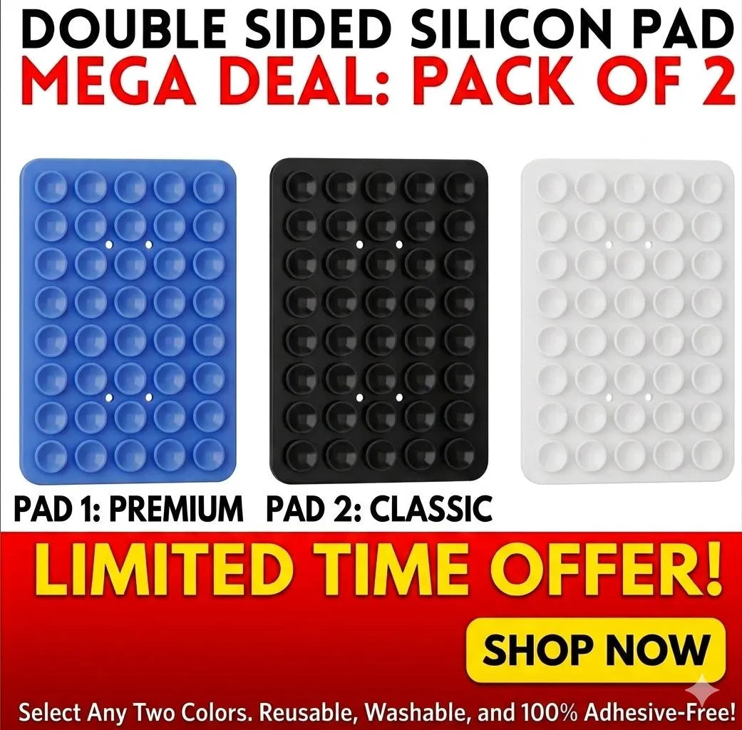 Double Sided Silicone Suction Pad for Phones Black White
