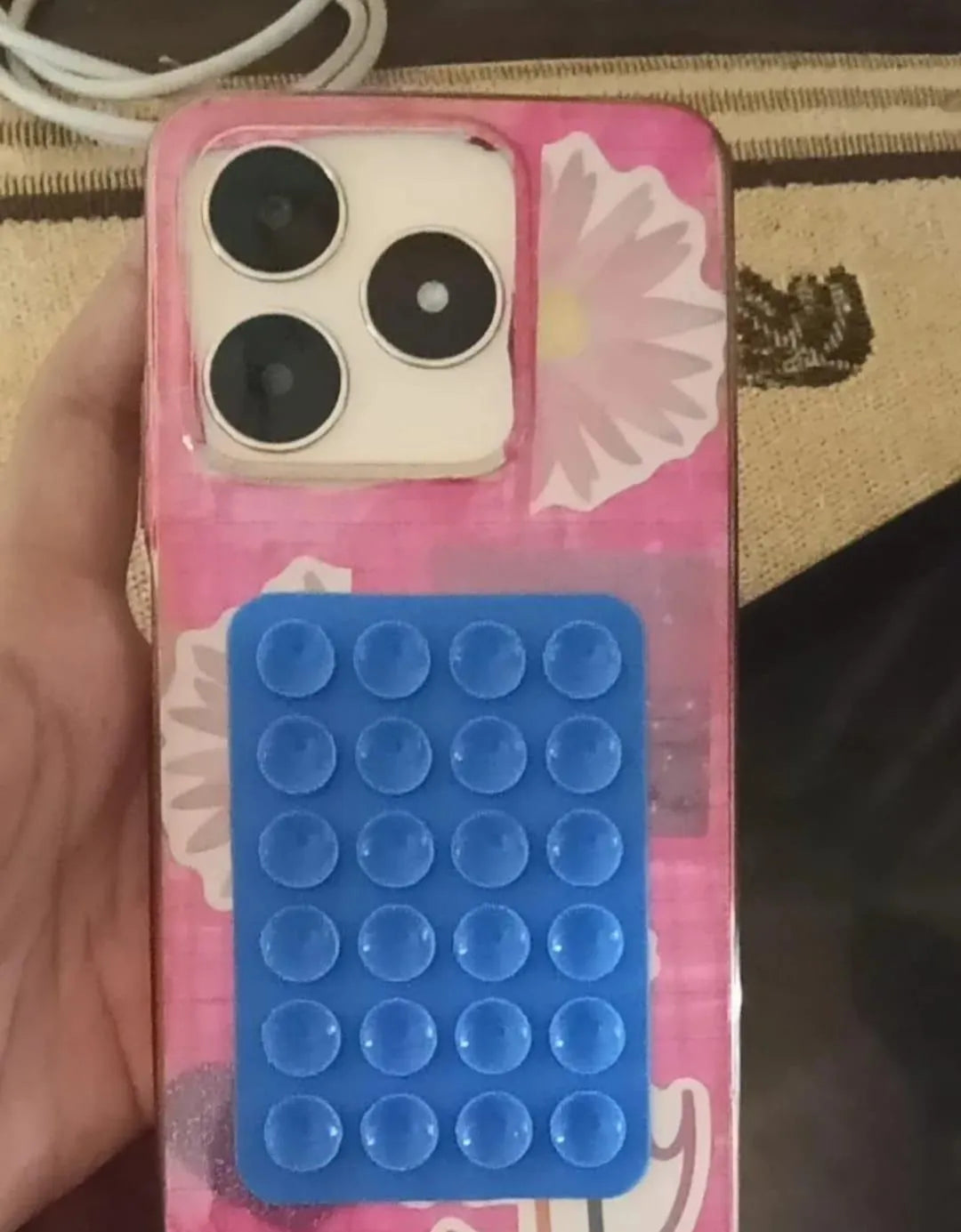 Double Sided Silicone Suction Pad for Phones Black White