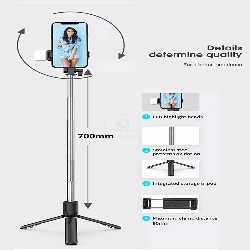 Black Wireless Selfie Stick with Remote Control