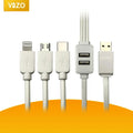 5-in-1 USB Charging Cable White Copper Core