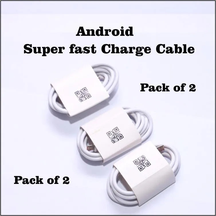 Android Super Fast Charge Cables Pack of 2 White