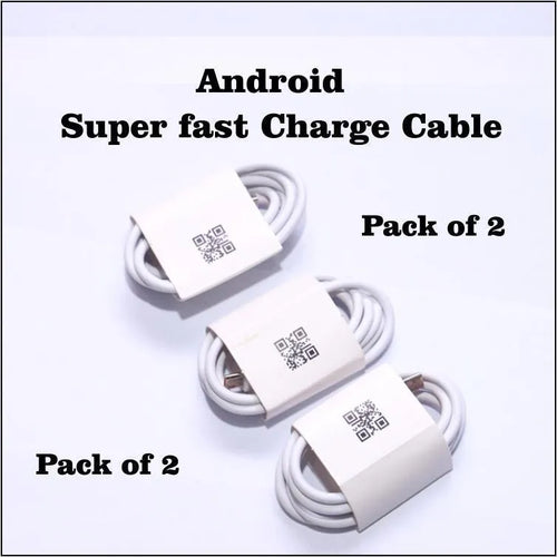 Android Super Fast Charge Cables Pack of 2 White