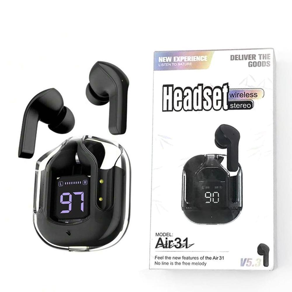 Black Smart Touch Earbuds Bluetooth 5.3 with Voice Assistant