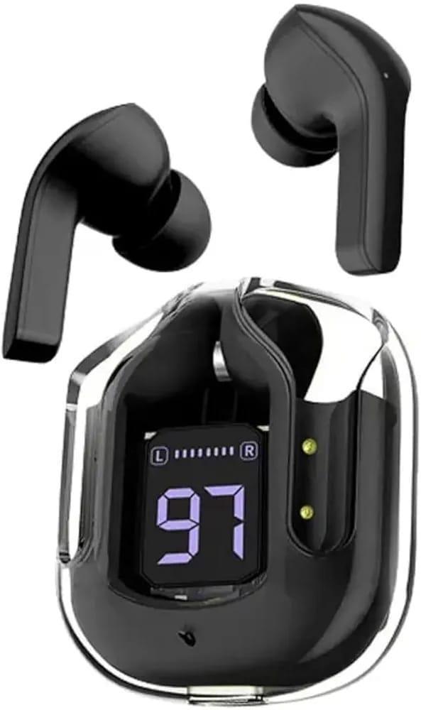 Black Smart Touch Earbuds Bluetooth 5.3 with Voice Assistant