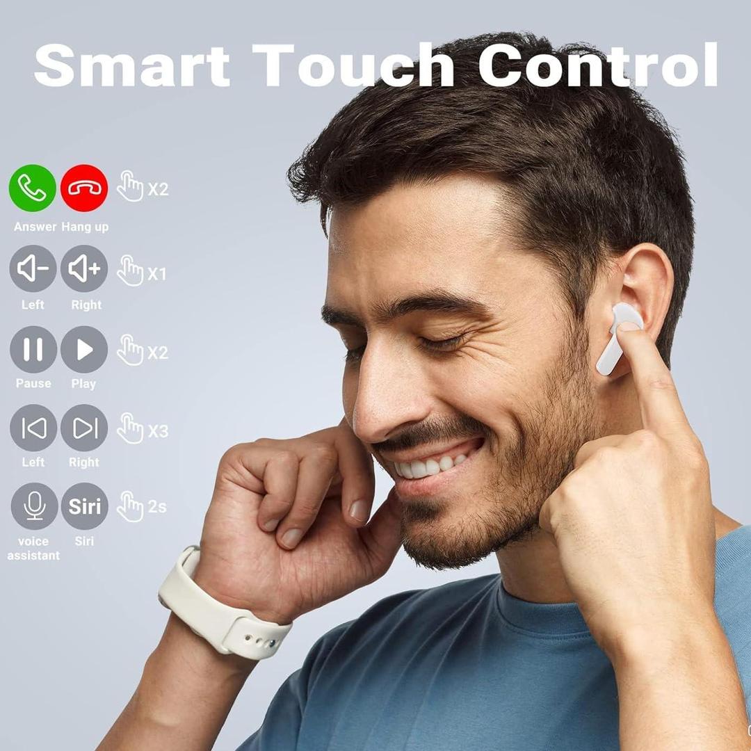 Stylish Grey Bluetooth Earbuds with Clear Case