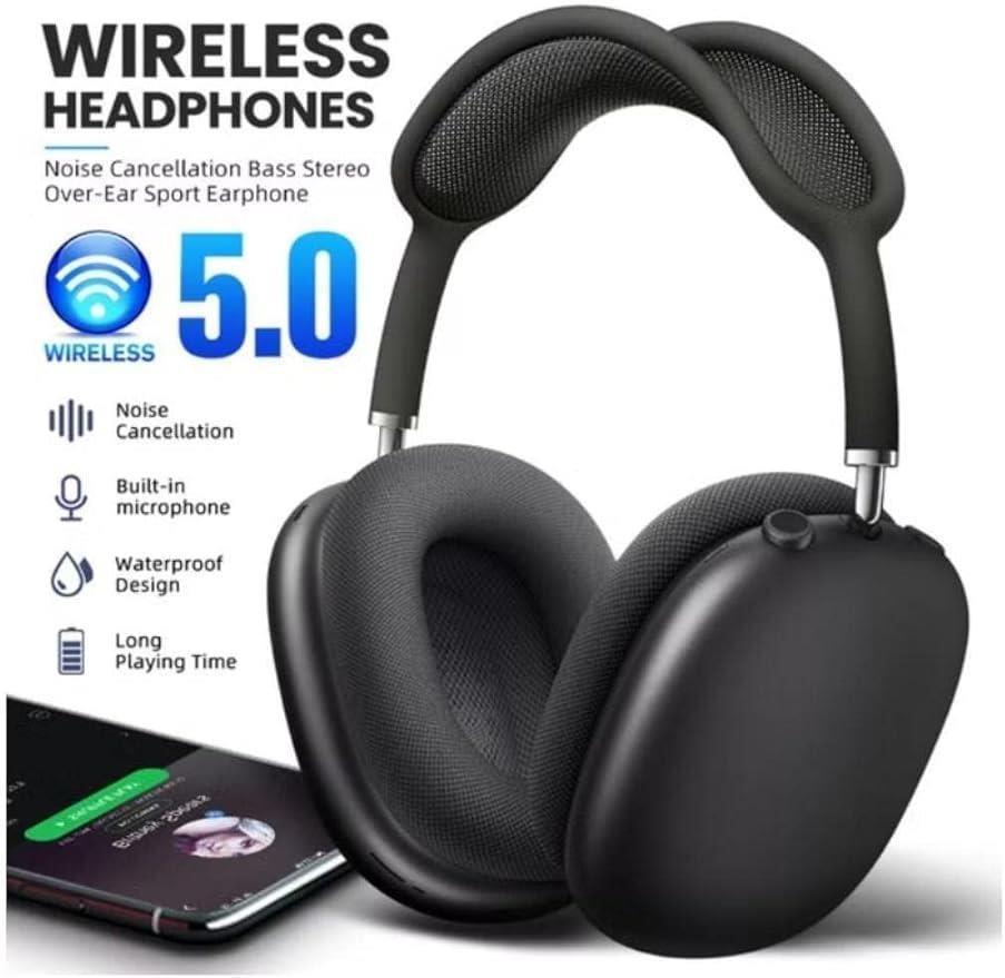 Black Over-Ear Headphones ABS Plastic Lightweight Comfortable