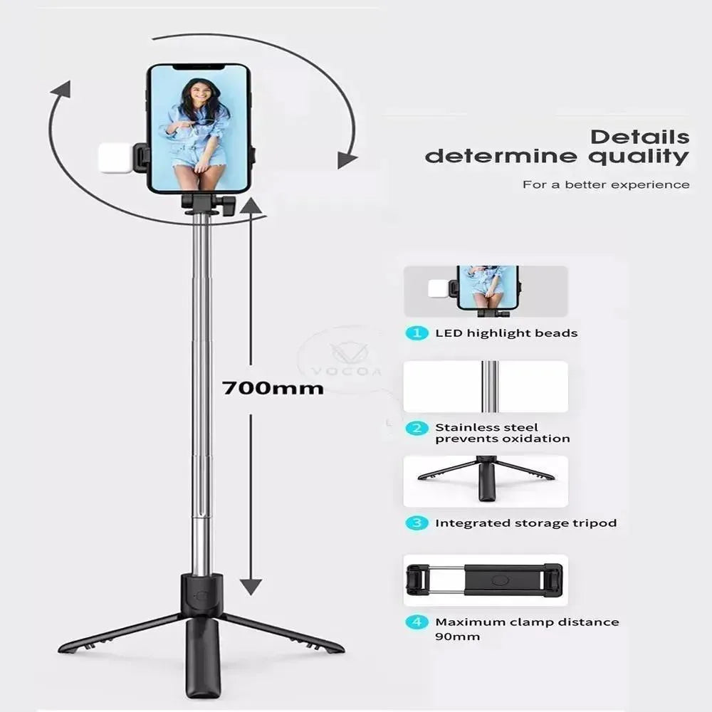 Portable Black Selfie Stick for Phones - Durable ABS Plastic, Lightweight & Stylish Black