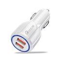 Car USB Charger 3.0 Dual Port White Black