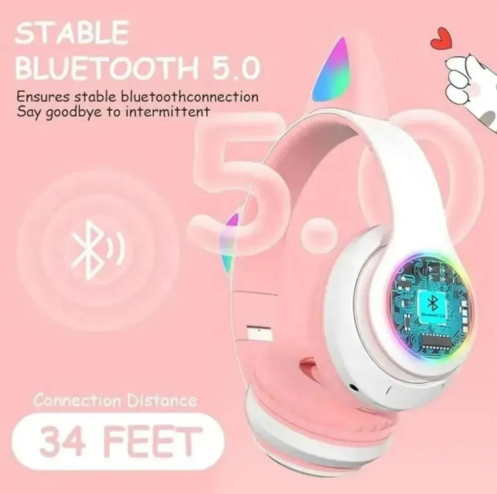 Cat Ear LED Headphones Multicolor ABS for Teens Young Adults