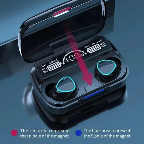 9D Hifi Sound Black LED Display Earbuds 2000mAh Power Bank