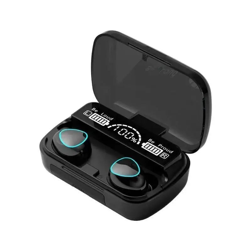 9D Hifi Sound Black LED Display Earbuds 2000mAh Power Bank