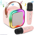 Portable LED Speaker Pink with 2 Microphones