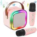 Portable LED Speaker Pink with 2 Microphones for Parties & Commutes