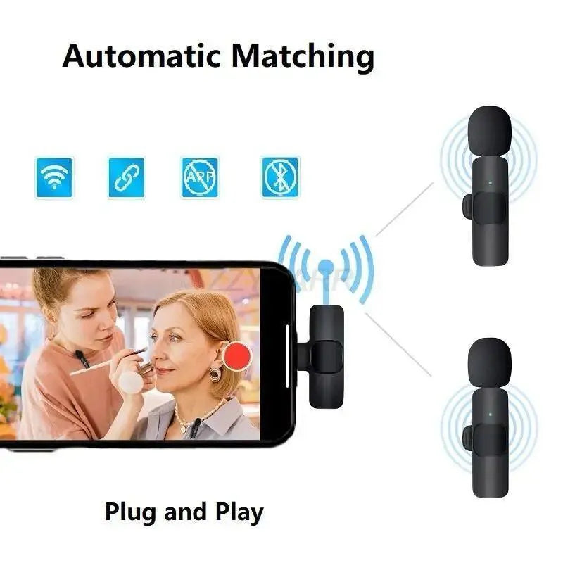 K9 Wireless Microphone for Vloggers with Noise Reduction & Type-C Adapter