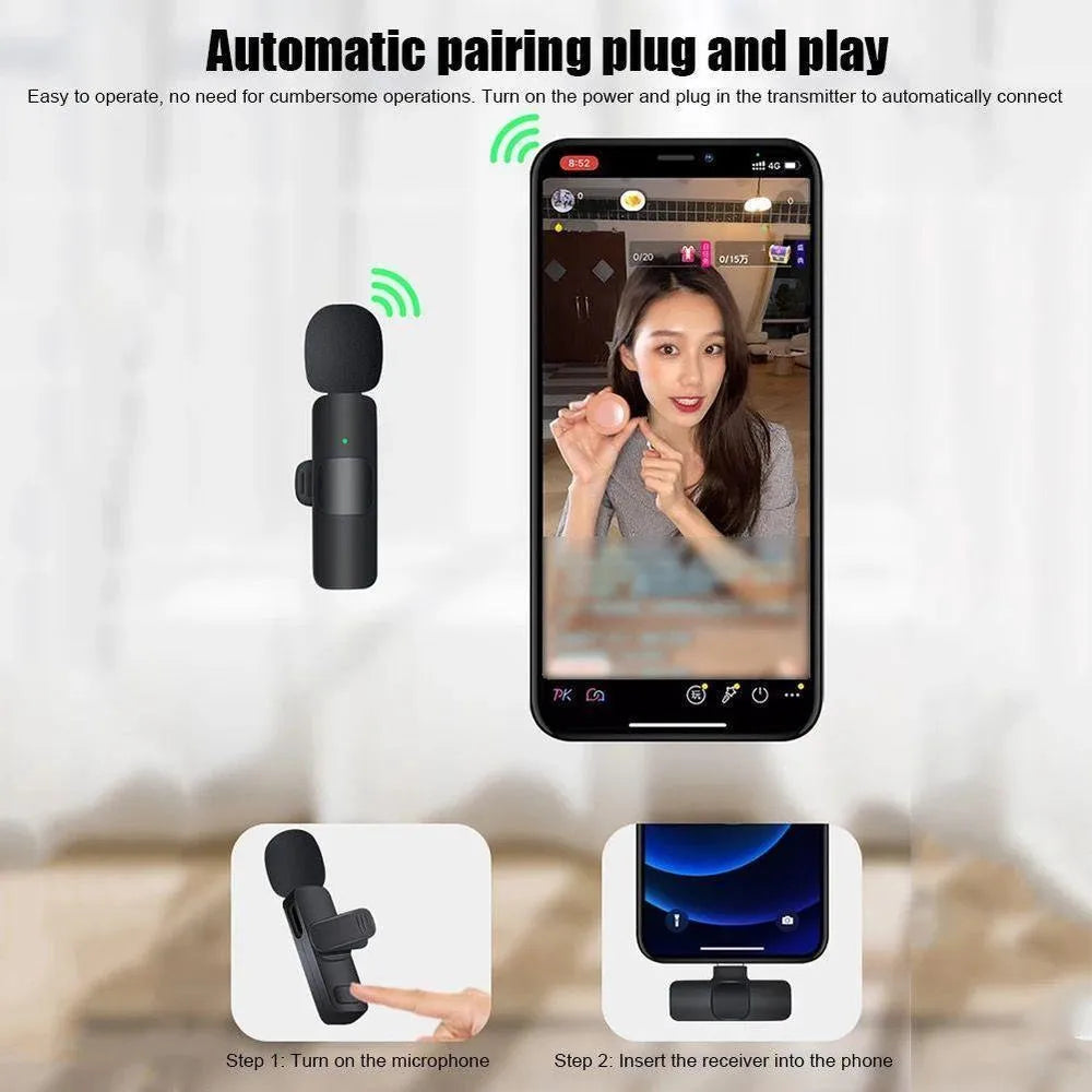 K9 Wireless Microphone for Vloggers with Noise Reduction & Type-C Adapter