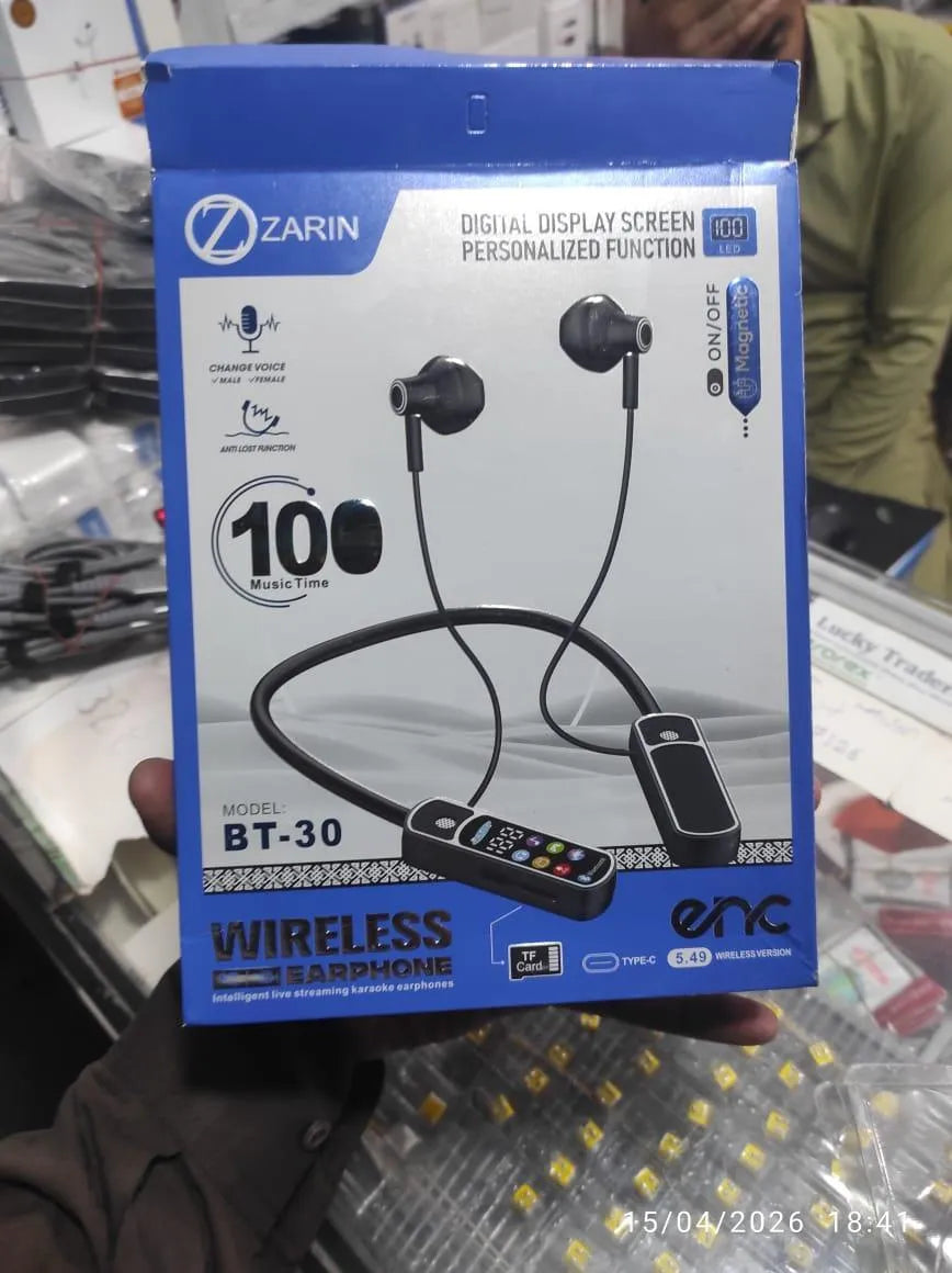 Bluetooth Headset with Digital Display & IPX4 Protection