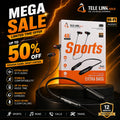 Tele Link Gold Sports Wireless Neckband Earphones AFE-777 | Extra Bass Bluetooth Earphones | 48 Hours Music Time