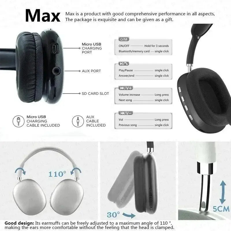 P9 Wireless Bluetooth Headphones | Deep Bass Sound | Comfortable Fit & Long Battery