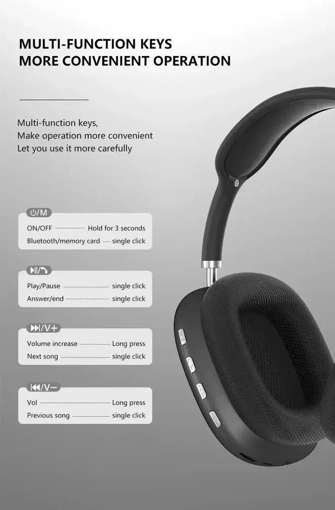 P9 Wireless Bluetooth Headphones | Deep Bass Sound | Comfortable Fit & Long Battery