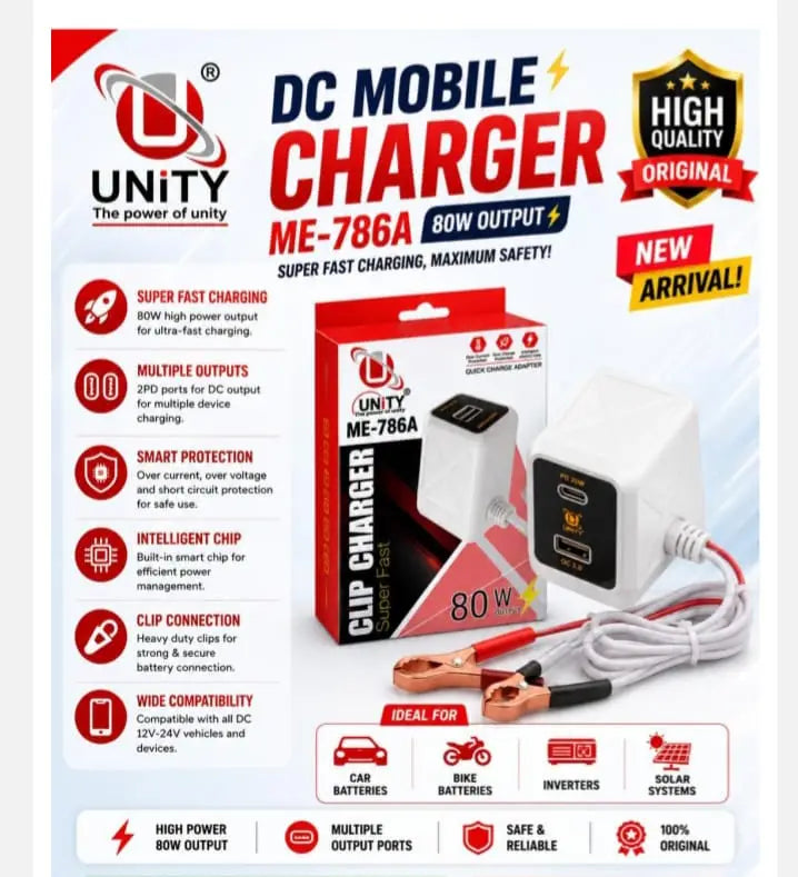 Unity DC Charger with Clip Connectors