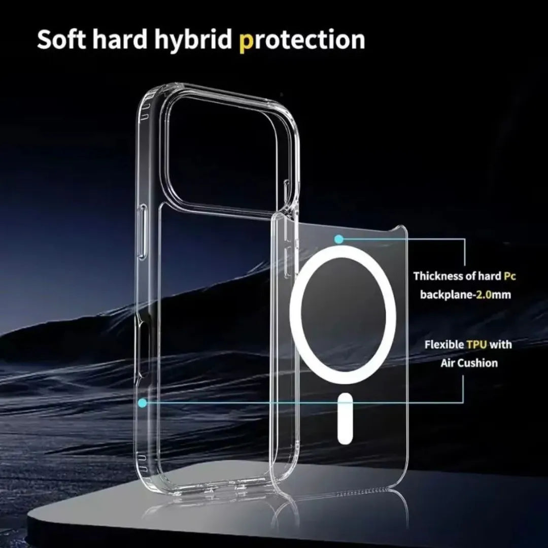 iPhone Mag Safe Clear Acrylic Mobile Cover Orange