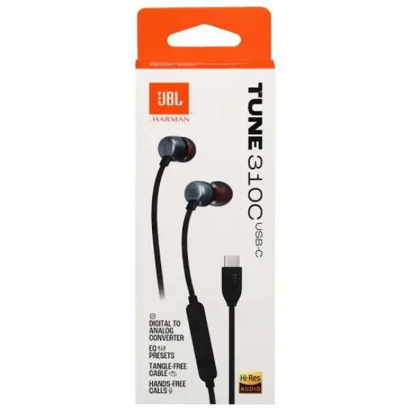 JBL Tune 310C USB-C Wired Handfree Earphones with Mic & Control – Pure Bass Sound