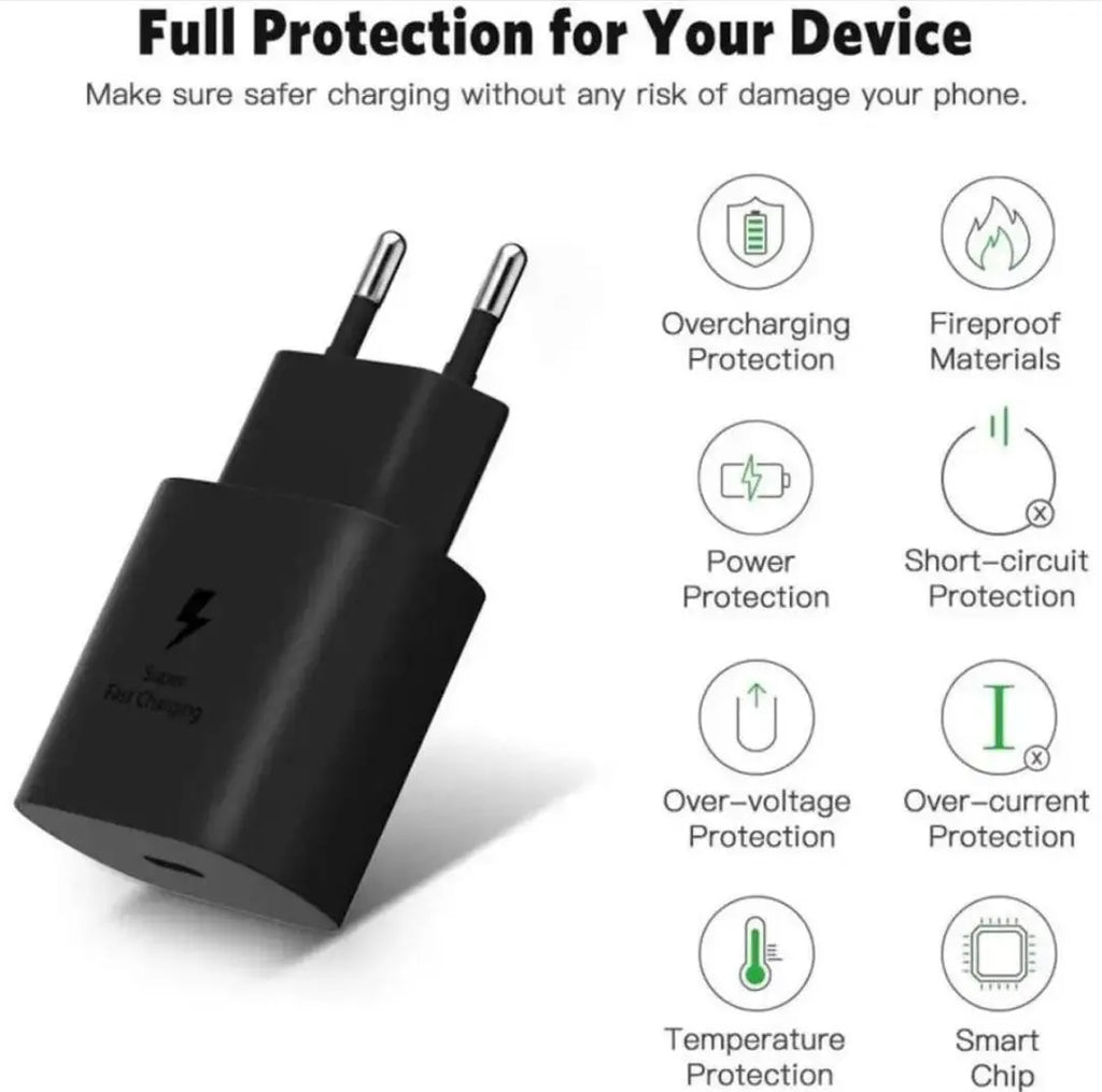 Samsung 25W PD USB-C Charger Black White