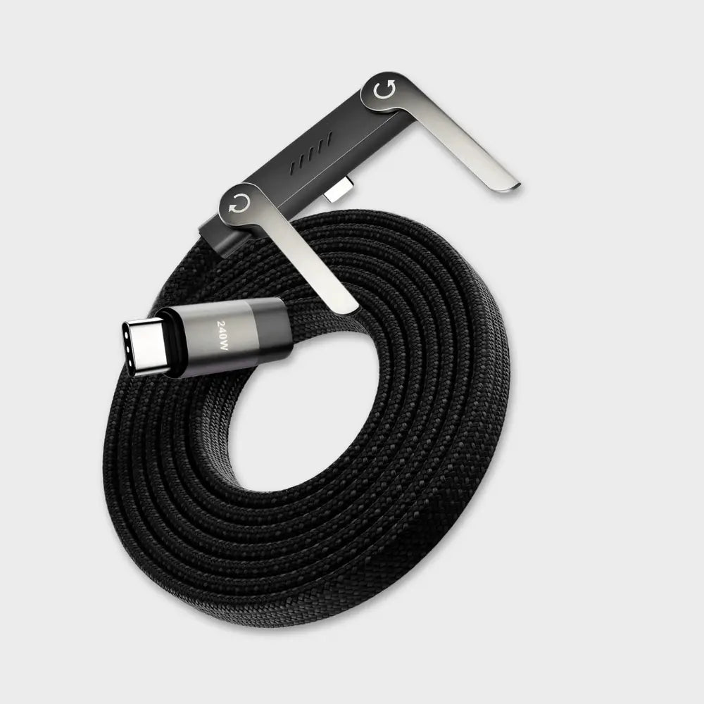 240W USB-C to USB-C Fast 1.5 Meter Charging Cable with Foldable Phone Holder