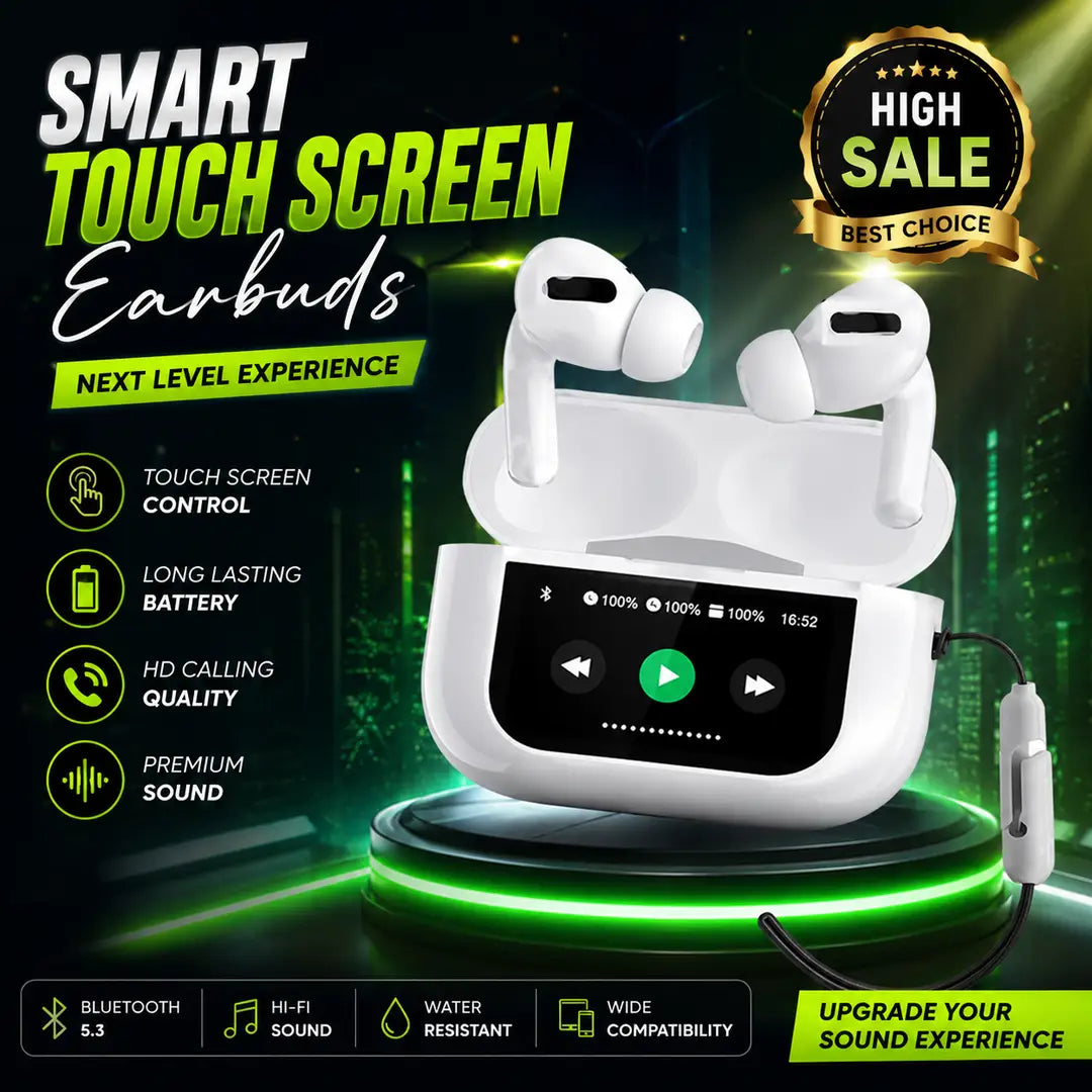 A9 Pro Wireless Earbuds White Bluetooth 5.3 Hi-Fi Stereo TWS Earbuds