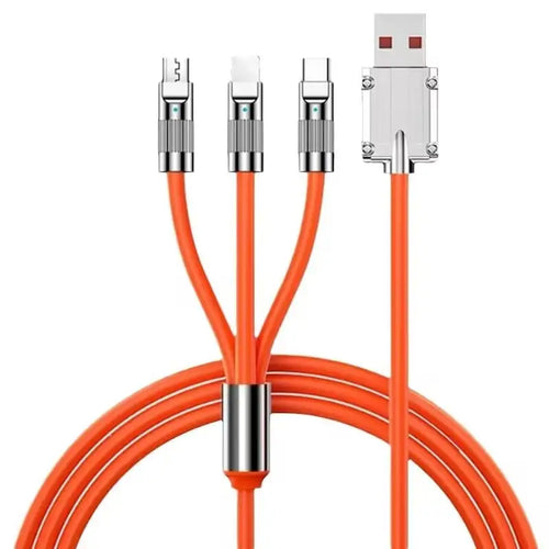 100W Fast Charging Cable Multi Charger Cable Nylon Braided Multiple USB Universal 3 in 1 Charging Cord Adapter with Type-C Micro