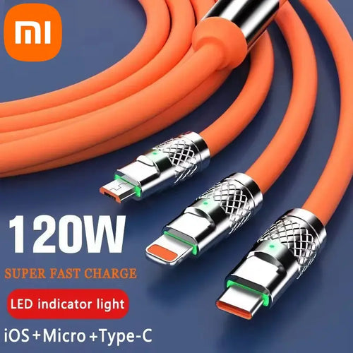 100W Fast Charging Cable Multi Charger Cable Nylon Braided Multiple USB Universal 3 in 1 Charging Cord Adapter with Type-C Micro