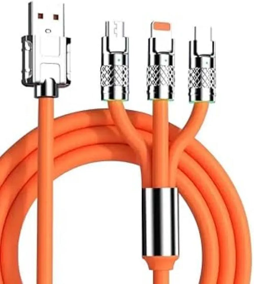 100W Fast Charging Cable Multi Charger Cable Nylon Braided Multiple USB Universal 3 in 1 Charging Cord Adapter with Type-C Micro