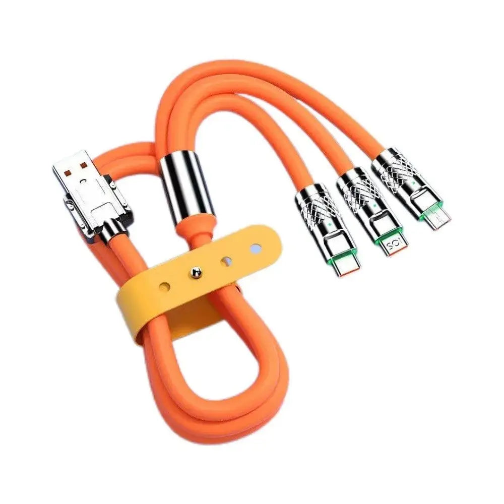 100W Fast Charging Cable Multi Charger Cable Nylon Braided Multiple USB Universal 3 in 1 Charging Cord Adapter with Type-C Micro