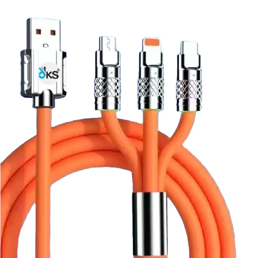 100W Fast Charging Cable Multi Charger Cable Nylon Braided Multiple USB Universal 3 in 1 Charging Cord Adapter with Type-C Micro