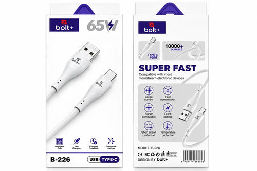 1Meter 65W USB to Type-C Fast Charging Cable | PD Fast Charge | Data Sync Cable for Android Devices