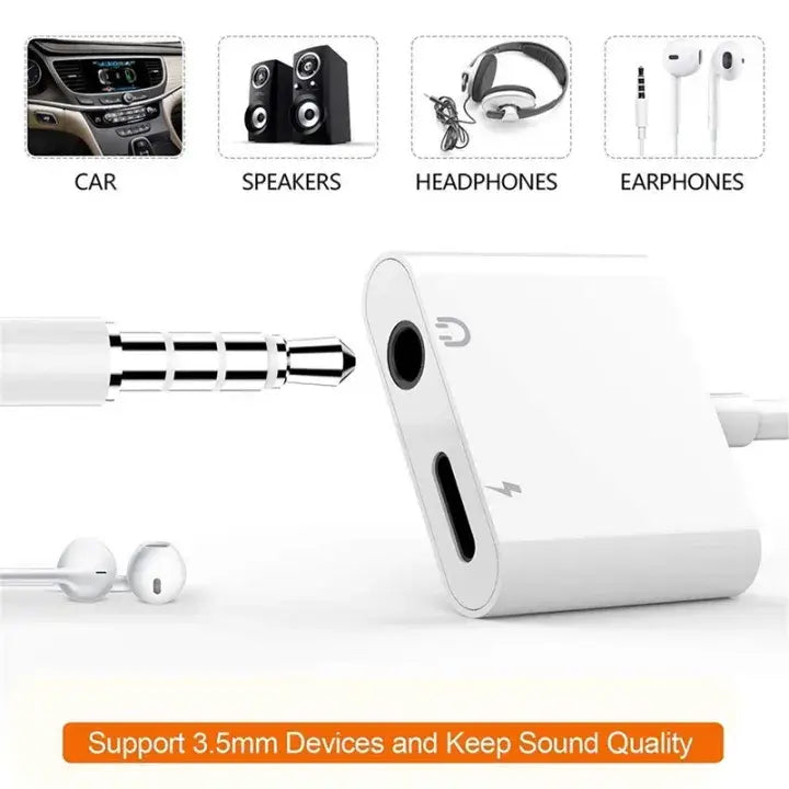 USB Type C to 3.5mm Audio Adapter With Charging Port 2 in 1 Dual Port Aux Headphone Jack Connector For Type-C Models | Earphone Converter Aux Audio Sound Cable With Type-C Charging Jack Headset Splitter Music Converter - High Quality