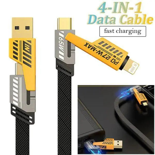 4-in-1 Fast Charging Data Cable USB to Type-C, Lightning & Micro USB – High Speed Charging & Data Sync – 1 Meter
