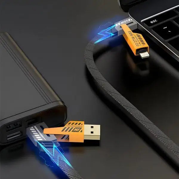 4-in-1 Fast Charging Data Cable USB to Type-C, Lightning & Micro USB – High Speed Charging & Data Sync – 1 Meter