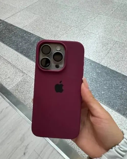 Premium Liquid Silicone Case for iPhone 16 Pro – Plum / Maroon (Soft Microfiber Inner Lining)