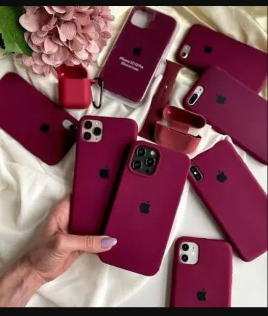 Premium Liquid Silicone Case for iPhone 16 Pro – Plum / Maroon (Soft Microfiber Inner Lining)