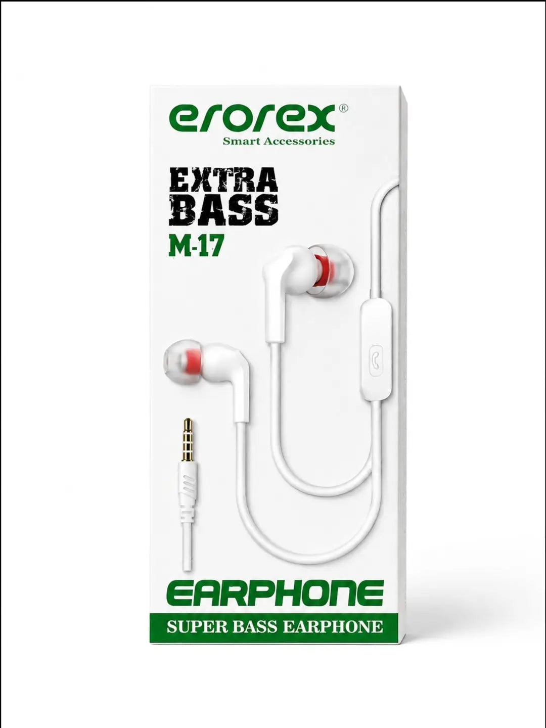 Erorex M-17 Extra Bass Wired Earphones 3.5mm Jack | In-Ear Handsfree with Mic | HD Sound | Universal Compatibility