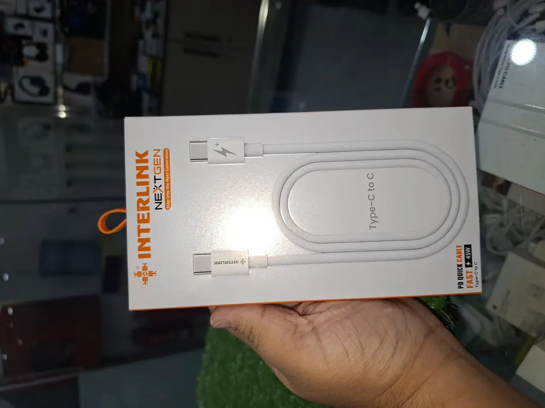 Interlink NextGen Type-C to Type-C Cable 45W PD Fast Charging & High-Speed Data Transfer Sync Cable