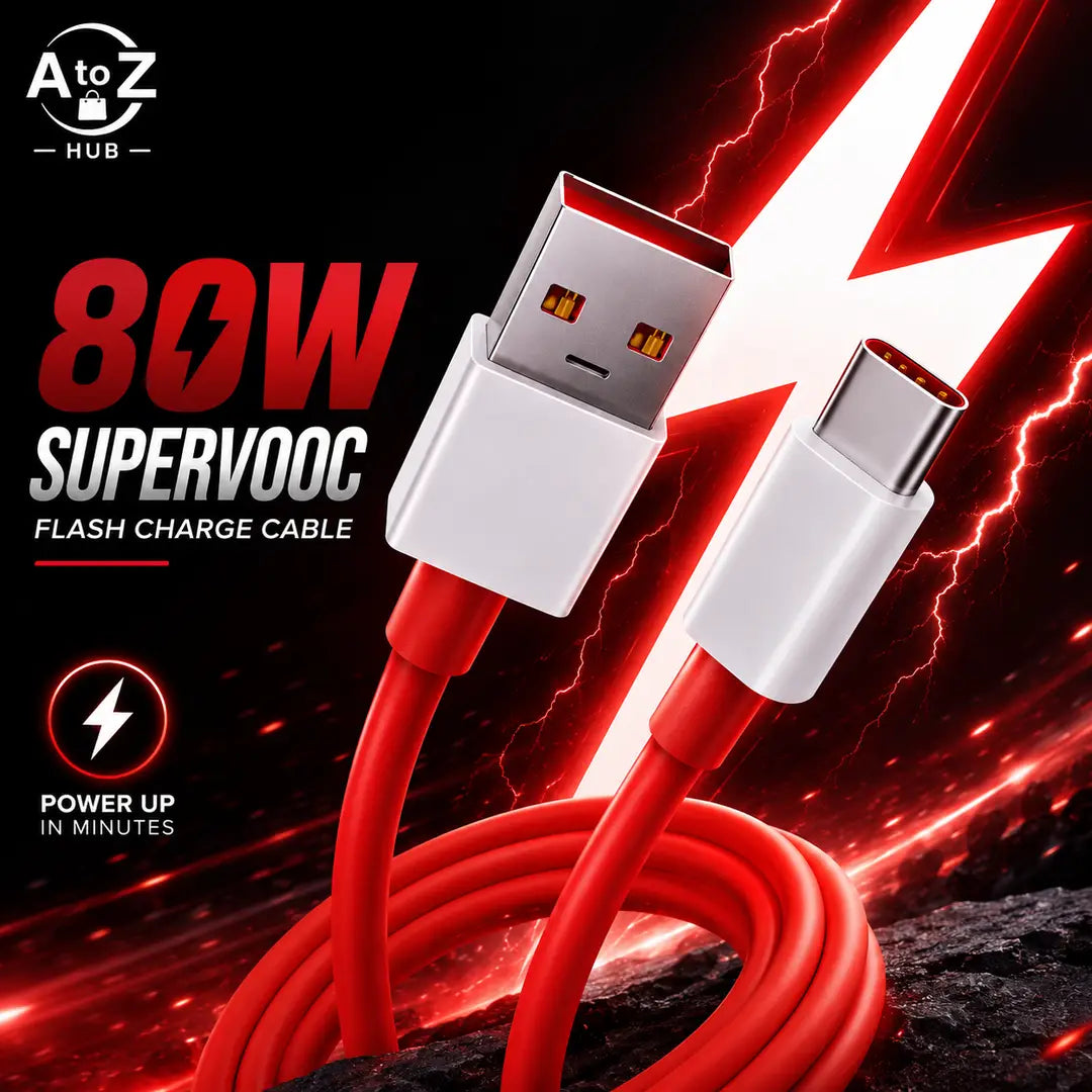OnePlus 80W SuperVOOC Fast Charging Cable, USB-A to USB-C Data Sync Cable, Flash Charge Cable