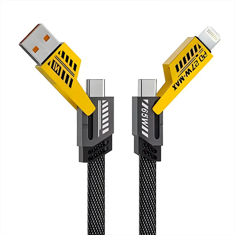 4 In 1 65W Fast Charging Data Cable Multi Charging Cable USB A To Type C Type C To Type C Type C To Lightning USB A To Lightning PD Cable For Android Samsung Xiaomi iPhone (Pouch Pack)