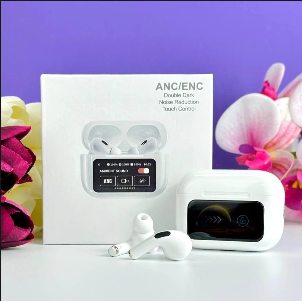 ANC Wireless Earbuds White Bluetooth 5 Touch Control
